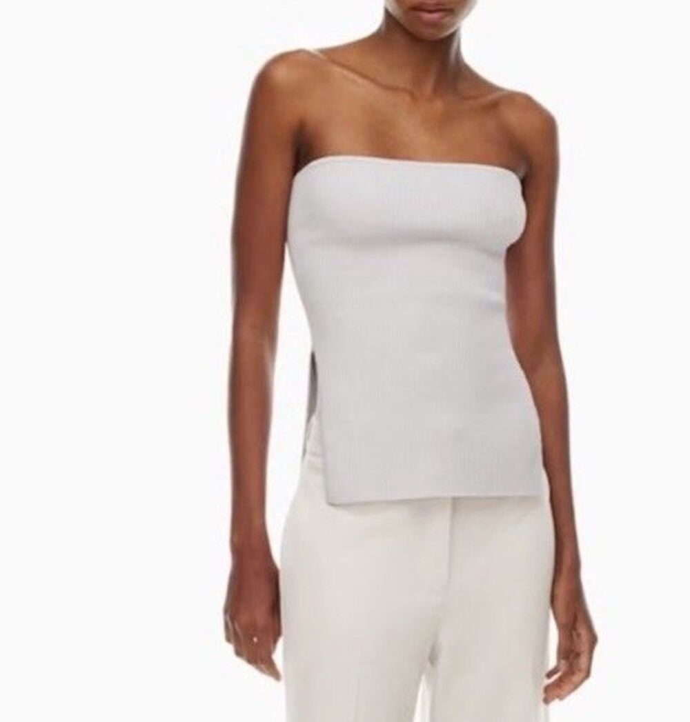 Babaton Aritzia Size XS Sculpt Knit Savvy Tube Top White Pearl